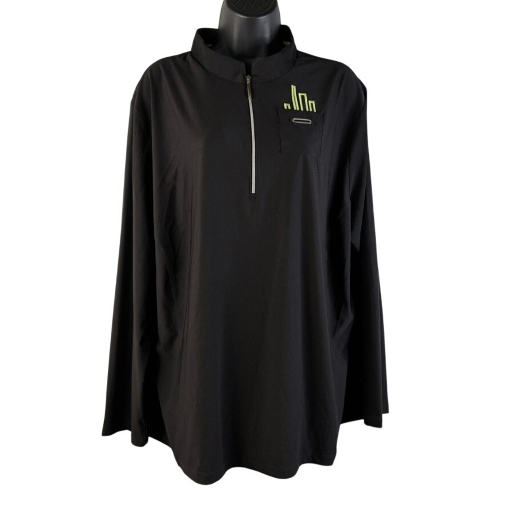 Jamie Sadock Women's Size XXL Black Lime Green Quarter Zip Long Sleeve‎ Golf Top